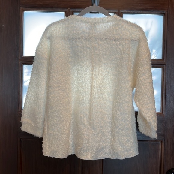 NWT winter white/ivory/cream wool blend 3/4 sleeve timeless classic sweater Med - Picture 6 of 9